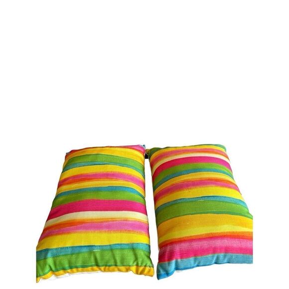 2 Pier 1 One Imports outdoor chair set 18x12" Rainbow Stripes rn#20159 - Picture 1 of 7